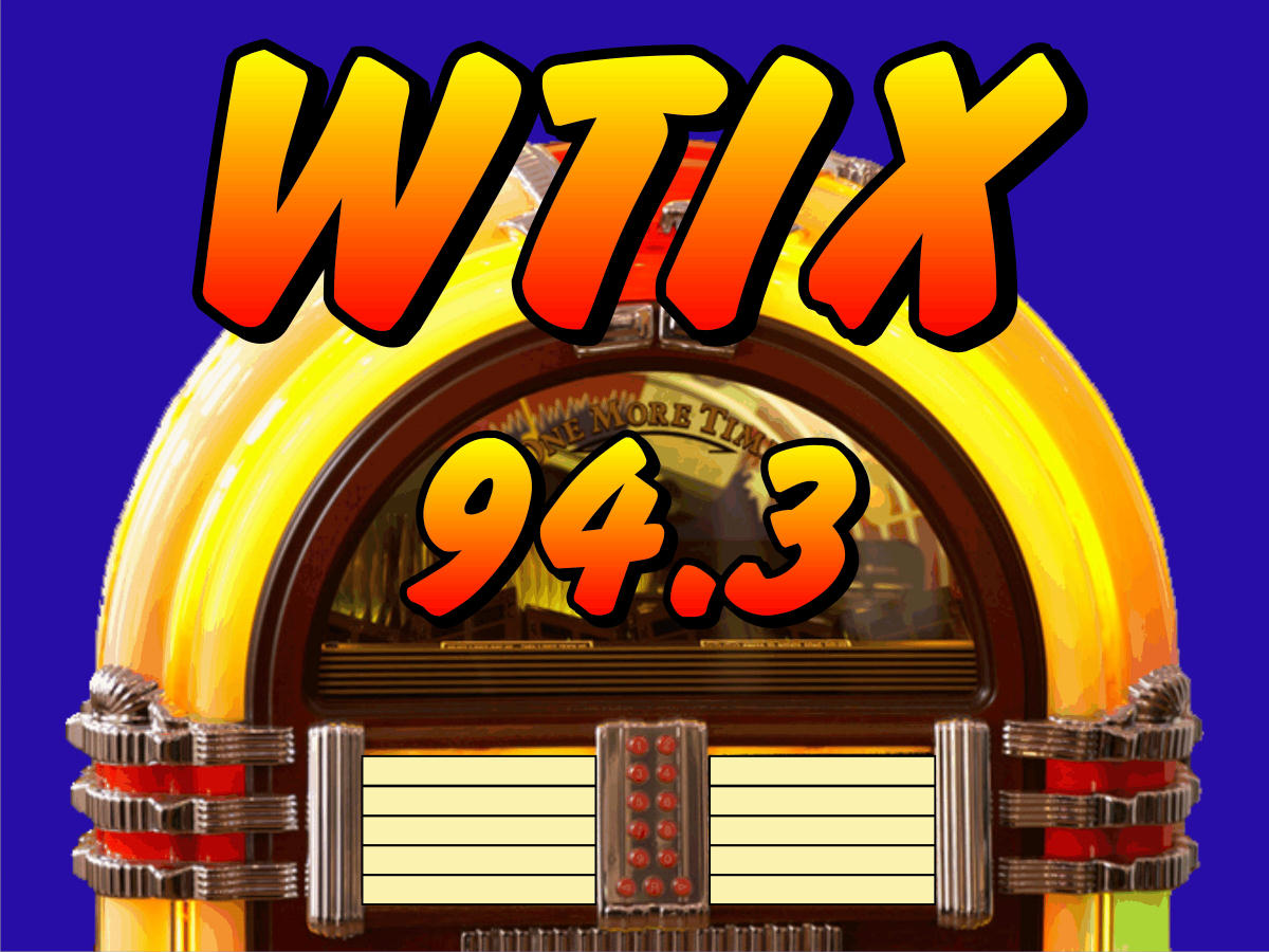 WTIX-FM's logo with a classic jukebox