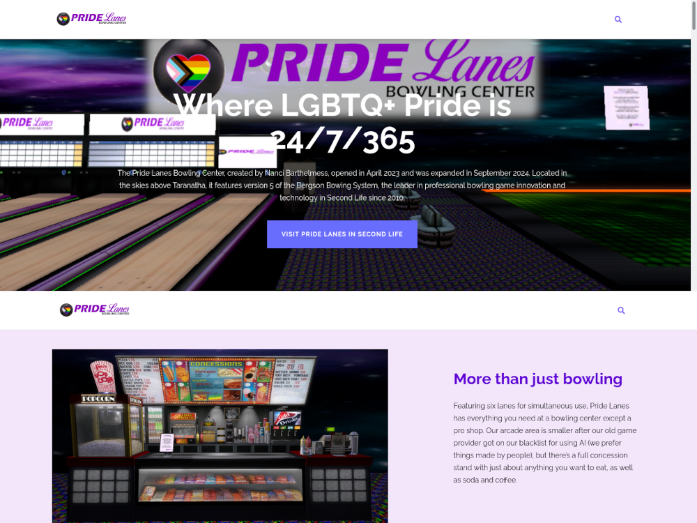 Preview of the new Pride Lanes Bowling Center website